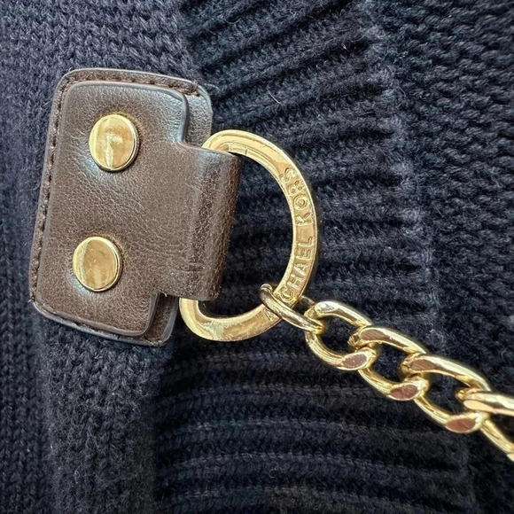 MICHAEL Michael Kors Dark Navy Cardigan Sweater Gold Clasp Closure Size XL - Picture 6 of 10